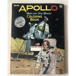 Vintage Apollo Coloring Book Man on The Moon Astronauts USA Space Saalfield Used